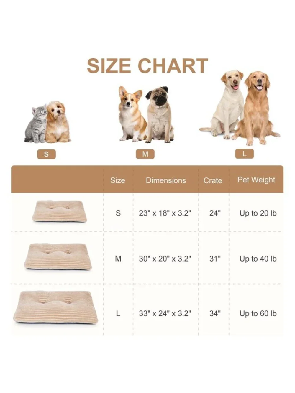 Washable Dog Bed Deluxe Plush Crate Comfy Kennel Pad Anti-Slip Pet M(30